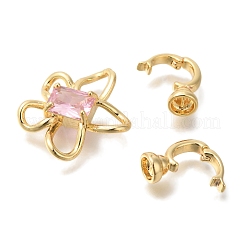 Brass Micro Pave Cubic Zirconia Fold Over Clasps&nbsp;KK-K389-012G