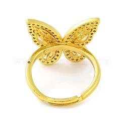 Butterfly Brass Micro Pave Cubic Zirconia Adjustable Rings for Women&nbsp;RJEW-U003-27B-G