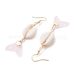 7 Pairs Natural Cowrie Shell Glass Dangle Earrings&nbsp;EJEW-JE06385