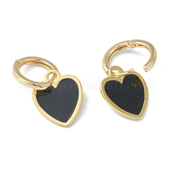 Brass Enamel Huggie Hoop Earrings&nbsp;EJEW-L234-069G