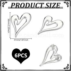 6Pcs Heart Zinc Alloy Lapel Pins for Backpack Clothes&nbsp;JEWB-UN0002-74P