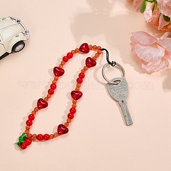 Cat Eye & Acrylic Beaded Mobile Straps&nbsp;HJEW-SW00137-02