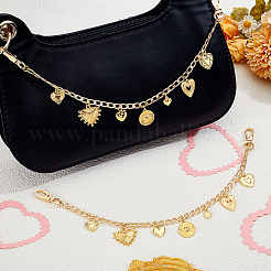 2Pcs Brass Heart Charm Aluminum Curb Chain Bag Decorative Chains&nbsp;HJEW-PH02247