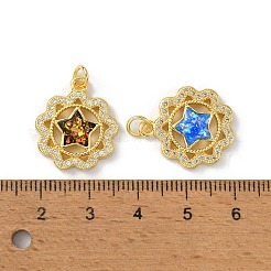 Brass Micro Pave Cubic Zirconia Pendants&nbsp;KK-A197-32G