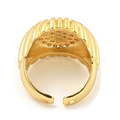 Clear Cubic Zirconia Round Wide Open Cuff Ring&nbsp;RJEW-L121-006G