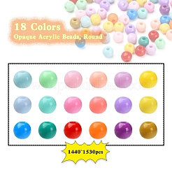 18 Colors Opaque Acrylic Beads&nbsp;DIY-YW0005-37