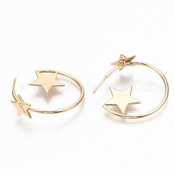 Semicircular Brass Half Hoop Earrings&nbsp;KK-T062-35G-NF