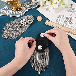2Pcs Felt & Iron & Rhinestone Tassel Epaulette&nbsp;AJEW-CN0007-74A-P