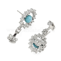 Brass Pave Cubic Zirconia Stud Earring Findings&nbsp;KK-C172-15P