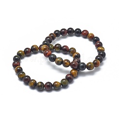 Natural Tiger Eye Bead Stretch Bracelets&nbsp;X-BJEW-K212-B-005