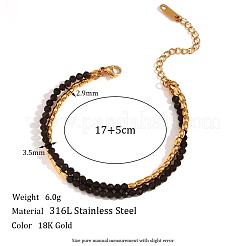 Faceted Round Glass & 316L Stainless Steel Beaded 2-Strand Bracelets for Women&nbsp;YP1849-1