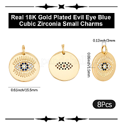 8Pcs Rack Plating Brass Micro Pave Cubic Zirconia Pendants&nbsp;KK-BBC0023-64