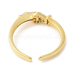 Colorful Cubic Zirconia Heart Open Cuff Rings&nbsp;RJEW-L106-004G