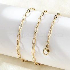 Ion Plating(IP) 304 Stainless Steel Paperclip Chain Necklace for Women&nbsp;NJEW-G097-14G