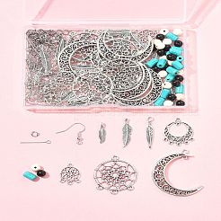 DIY Woven Net/Web with Feather Earring Making Kits&nbsp;DIY-FS0008-65