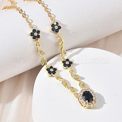 Brass Pave Cubic Zirconia Flower Pendant Necklaces&nbsp;NJEW-C121-04A-02G