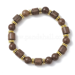 Natural Wenge Wood & Non-magnetic Synthetic Hematite Beads Stretch Bracelets for Women Men&nbsp;BJEW-JB13386