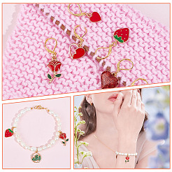 Rose/Heart/Strawberry Alloy Enamel Pendant Stitch Markers&nbsp;HJEW-AB00421