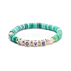 10Pcs 10 Color Handmade Polymer Clay Disc Surfer Stretch Bracelets Set&nbsp;BJEW-JB08873