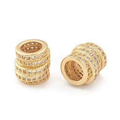 Brass Micro Pave Cubic Zirconia European Beads&nbsp;KK-I698-01G