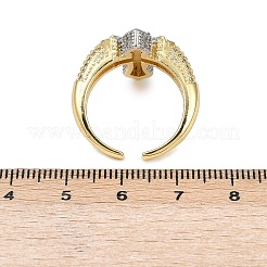Crucifix Cross Brass Micro Pave Clear Cubic Zirconia Adjustable Cuff Rings&nbsp;LS-RJEW-Z104-01GP