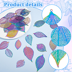 26Pcs 13 Styles Ion Plating(IP) 201 Stainless Steel Filigree Pendants&nbsp;STAS-GA0001-67