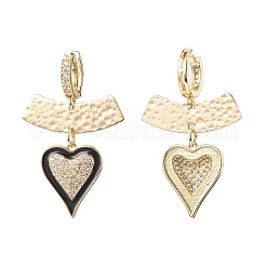 Clear Cubic Zirconia Heart Dangle Hoop Earrings&nbsp;EJEW-JE05081