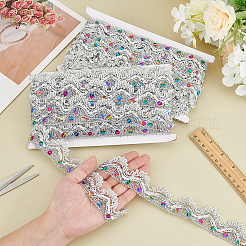 Sparkle Triangle Polyester Lace Ribbons&nbsp;OCOR-WH0090-64P