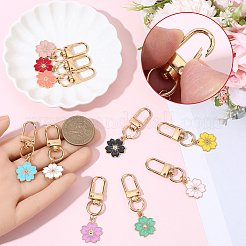 20Pcs 10 Colors Alloy Enamel Flower Pendant Decorations&nbsp;HJEW-SC0002-80
