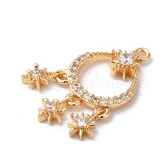 Brass Micro Pave Clear Cubic Zirconia Pendants&nbsp;KK-C062-079G