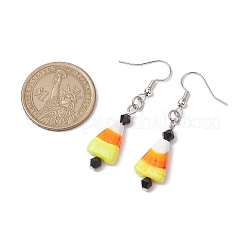 Halloween Candy Corn Handmade Lampwork & Glass Dangle Earrings&nbsp;EJEW-JE05871