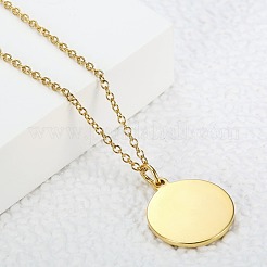 304 Stainless Steel Wave Coin Pendant Necklaces for Women&nbsp;WG3EA57-01
