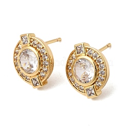 Brass Micro Pave Cubic Zirconia Stud Earrings&nbsp;EJEW-G471-05G