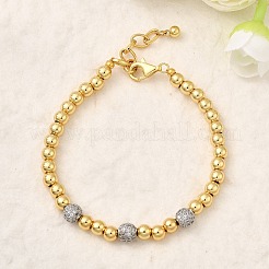 Round Brass Beads Bracelets for Women&nbsp;BJEW-K244-09G