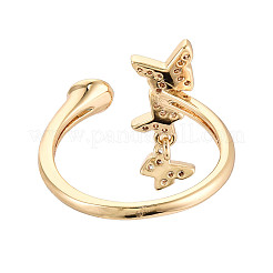 Butterfly Brass Micro Pave Clear Cubic Zirconia Cuff Rings Setting&nbsp;KK-T079-26G