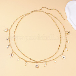 Alloy Moon Sun Star Double Layer Tassel Waist Chains&nbsp;WG6E939-01