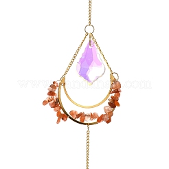 Natural Carnelian Chips & Agate Slice Suncatcher&nbsp;AJEW-C048-01C