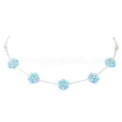 Flower Glass Bracelets & Necklaces Sets for Women&nbsp;SJEW-JS01319