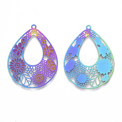 Ion Plating(IP) 304 Stainless Steel Filigree Pendants&nbsp;STAS-T057-15