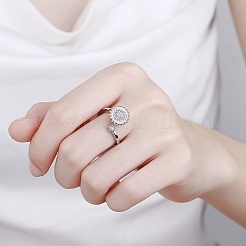 Rotatable Cat Eye Open Ring with Cubic Zirconia&nbsp;RJEW-Q776-01G-02