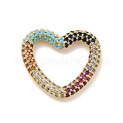 Rack Plating Brass Micro Pave Cubic Zirconia Linking Rings&nbsp;KK-D078-01G-03