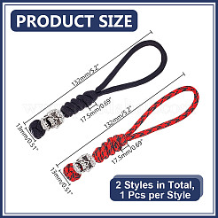 2Pcs 2 Colors Handmade Nylon Parachute Cord Pendant Decorations for Men&nbsp;KEYC-HY0001-32B