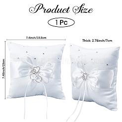 Square Polyester with Tribute Silk Wedding Finger Ring Display Pillow&nbsp;DIY-GF0014-14