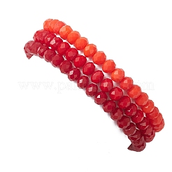 3Pcs Faceted Imitation Jade & Opaque Glass Rondelle Beaded Stretch Bracelets for Women&nbsp;BJEW-JB12563-05