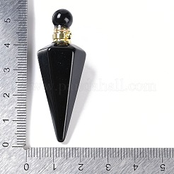 Natural & Synthetic Mixed Gemstone Faceted Cone Openable Perfume Bottle Big Pendants&nbsp;G-L524-18G