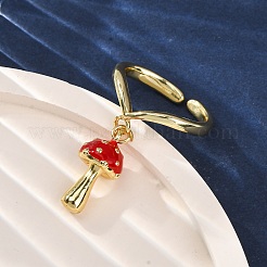 Brass Enamel Open Cuff Rings for Women&nbsp;RJEW-U057-25G