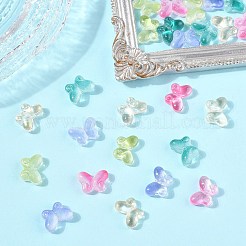 50Pcs 5 Colors Two Tone Transparent Spray Painted Glass Beads&nbsp;GLAA-FP0001-30