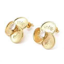 Brass Clear Cubic Zirconia Stud Earrings for Women&nbsp;EJEW-A162-03G