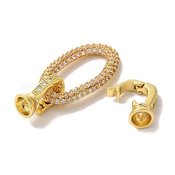 Oval Rack Plating Brass Micro Pave Clear Cubic Zirconia Fold Over Clasps&nbsp;KK-A225-14G