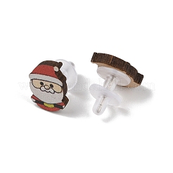 Wood Stud Steel Needle Earrings&nbsp;EJEW-U016-04P-02